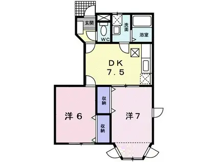 ハ-ヴェストFーB(2DK/1階)の間取り写真