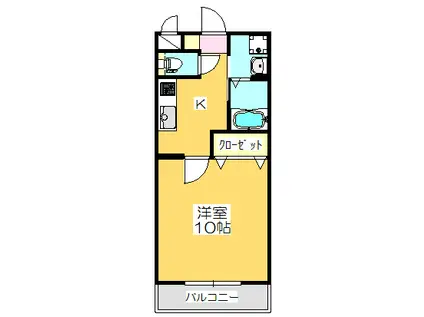 マリベール羽島(1K/1階)の間取り写真