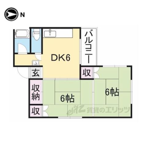 ハラダハイツ(2DK/2階)の間取り写真