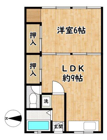 山岡マンション(1LDK/3階)の間取り写真