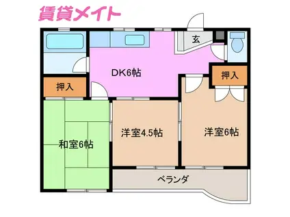 メゾン吉川(3DK/1階)の間取り写真