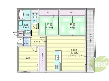 カルム千里山土井A棟(3LDK/2階)の間取り写真