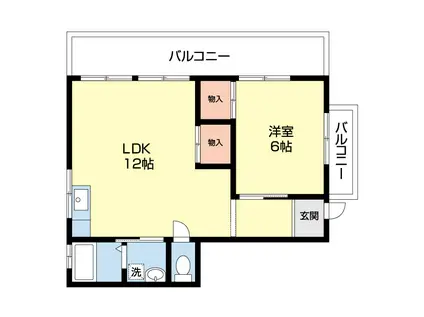 日美ビル(1LDK/3階)の間取り写真