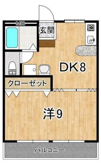 コーポオメガー(1DK/1階)の間取り写真