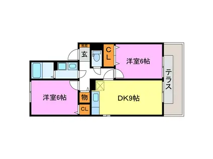 クラージュA・B(2DK/1階)の間取り写真