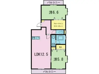 ボー パルテール(2LDK/4階)の間取り写真