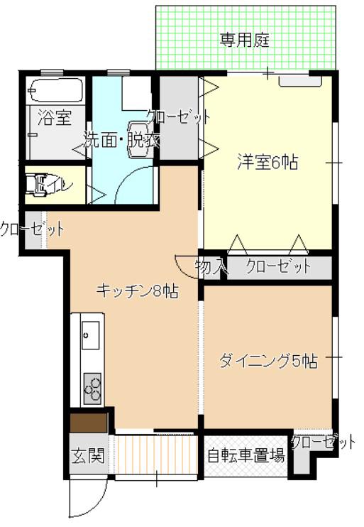 サンハイツ府中(1LDK/1階)の間取り写真