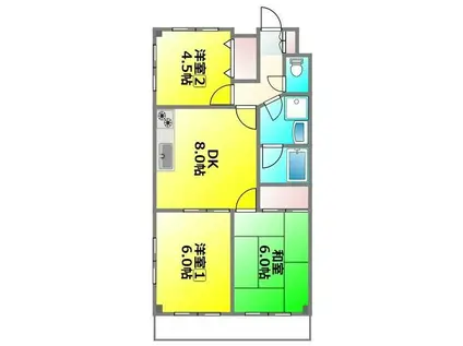 ビアーレ小金井(3DK/3階)の間取り写真