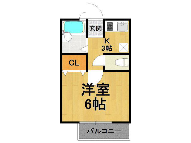 ロイヤルハイネス(1K/2階)の間取り写真