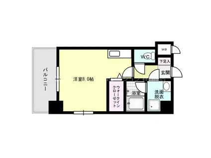 リライアンス井尻(1K/4階)の間取り写真