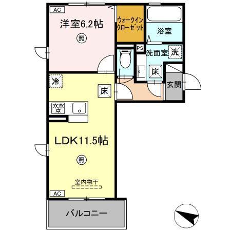 BELIEVE9(1LDK/1階)の間取り写真