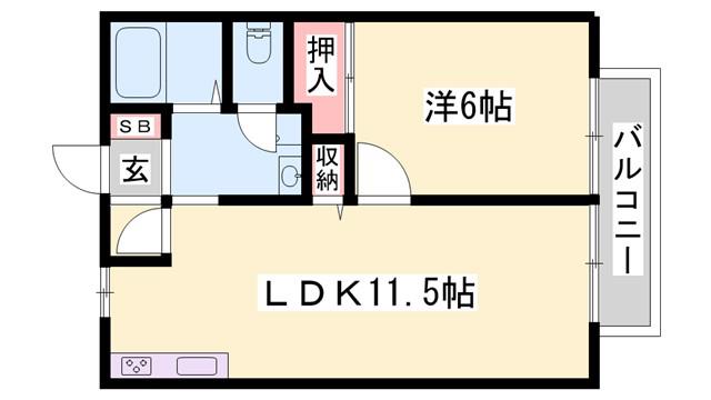 サンライフ森の西B棟(1LDK/1階)の間取り写真