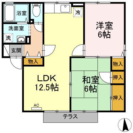 セジュールくり(2LDK/1階)の間取り写真