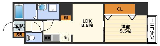 CIFI大阪天満(1LDK/6階)の間取り写真