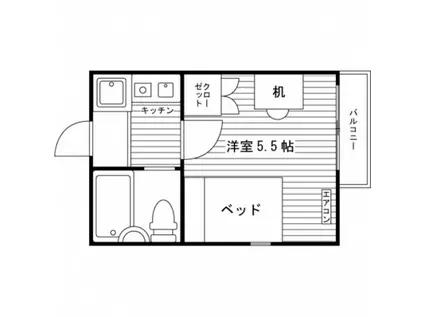メゾン春の丘(1K/3階)の間取り写真