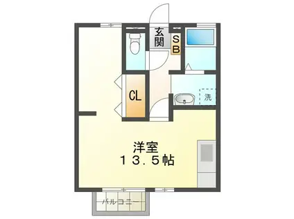 ウエストバレー(ワンルーム/1階)の間取り写真