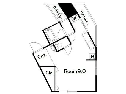 第二天神ビル(ワンルーム/4階)の間取り写真