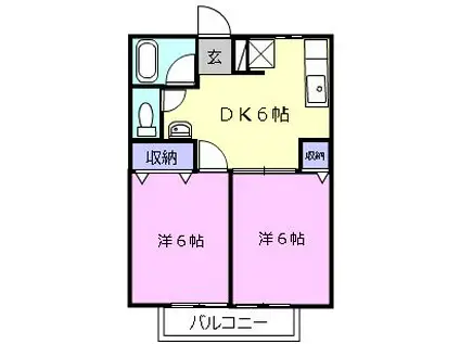 メゾンルミエール(2DK/2階)の間取り写真