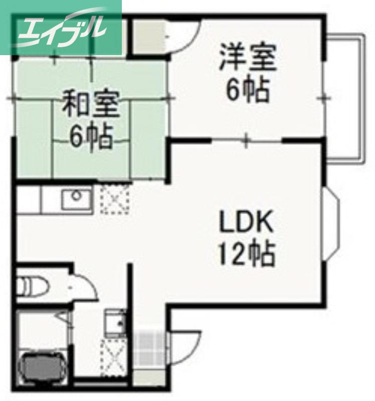 コーポ・カサブランカ(2LDK/2階)の間取り写真