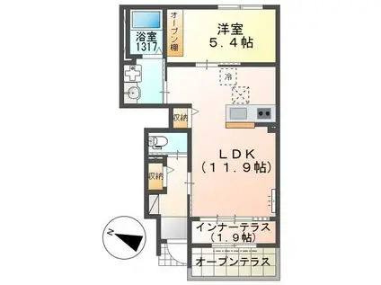 ラ・ヴィータ(1LDK/1階)の間取り写真