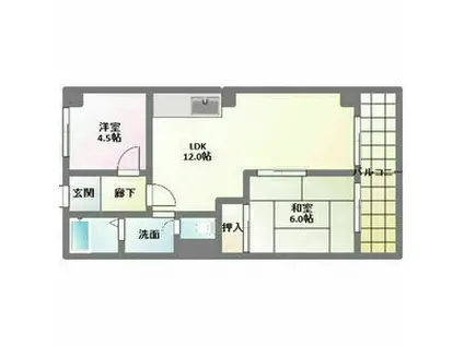 柴昭ハイツ(2LDK/4階)の間取り写真