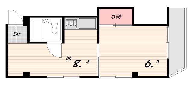 華山マンション(1DK/4階)の間取り写真