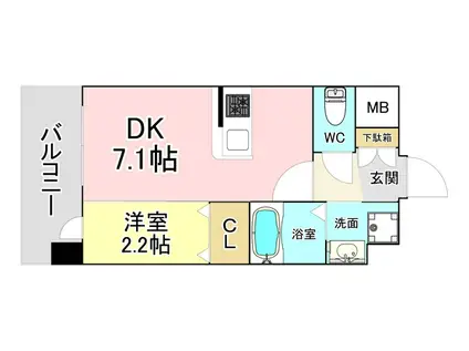 YSP八幡(1DK/9階)の間取り写真