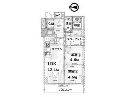 シティコート目黒(2LDK/1階)の間取り写真