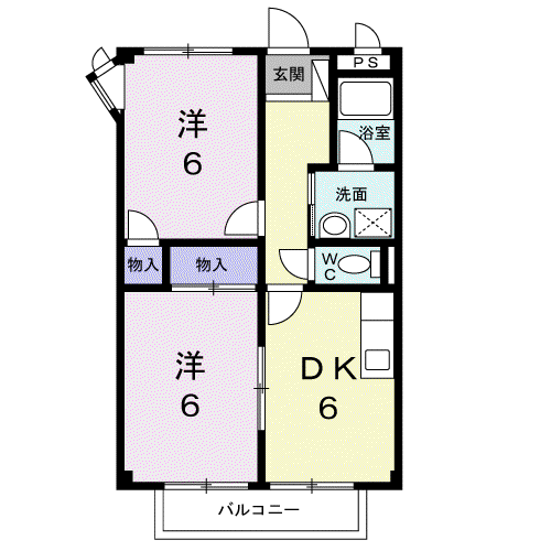 ソレイユ(2DK/2階)の間取り写真