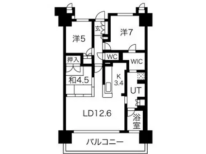 アップルガーデン茨木(3LDK/4階)の間取り写真