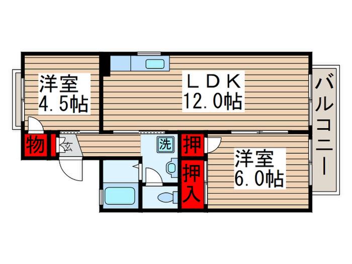 ファーストヴューラー八番館(2LDK/1階)の間取り写真