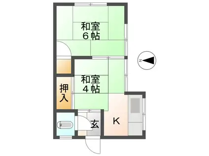 国枝アパート(2K/2階)の間取り写真
