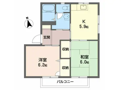 サンライフ光D(2K/2階)の間取り写真