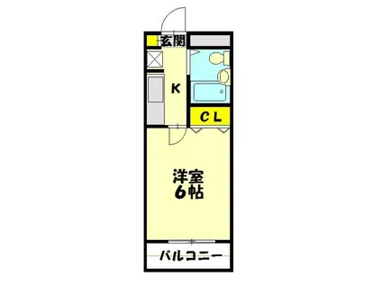 東武東上線 みずほ台駅 徒歩4分 5階建 築36年(1K/3階)の間取り写真
