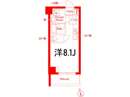 グリシーナ横浜桜木町(ワンルーム/4階)の間取り写真