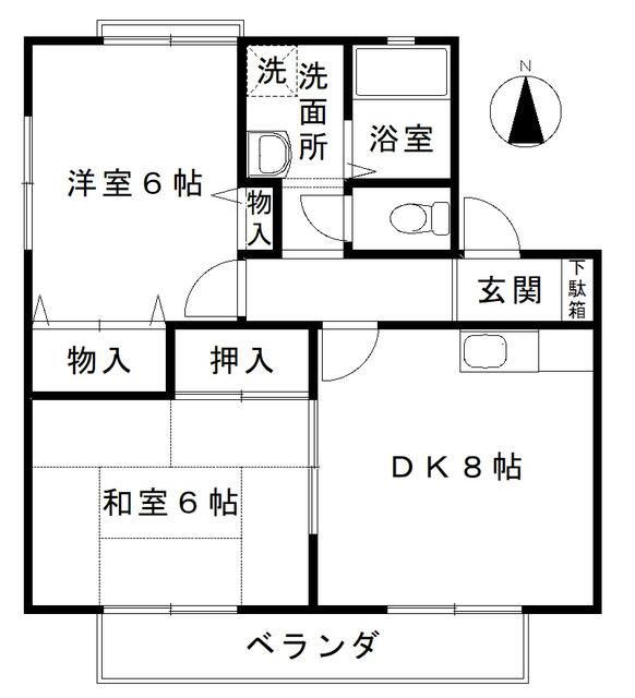 ハイツさつき(2DK/2階)の間取り写真