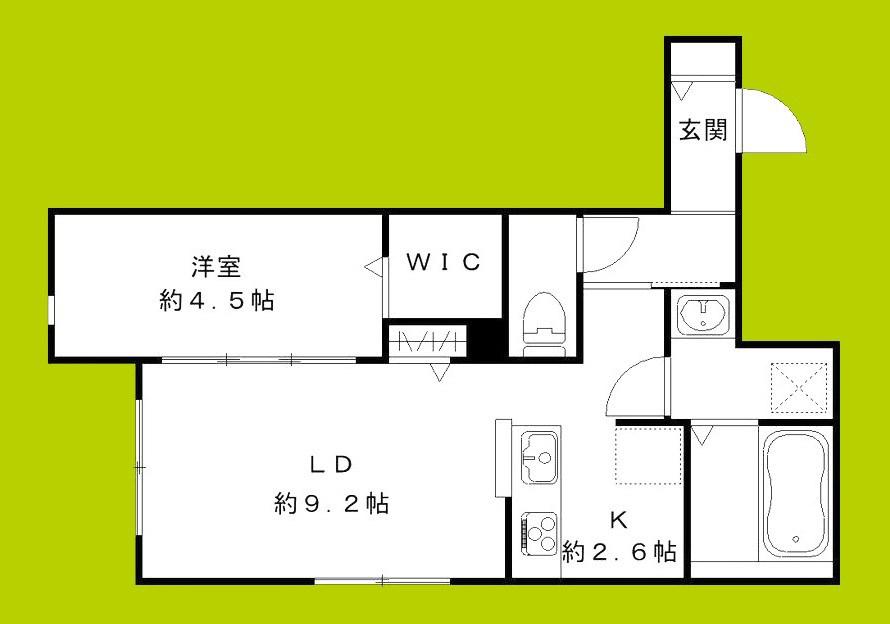 オリビア苦楽園(1LDK/1階)の間取り写真