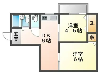 若松マンション(2DK/3階)の間取り写真