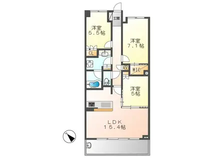 ザ・パークハウス名古屋(3LDK/12階)の間取り写真