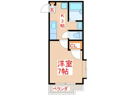 ルーミナスE棟(1K/1階)の間取り写真