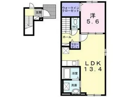 ラ・メール・ブルーI(1LDK/2階)の間取り写真