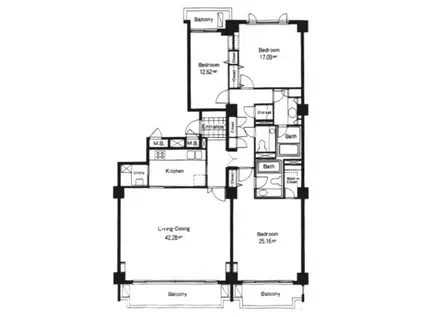 広尾ガーデンヒルズM棟(3LDK/6階)の間取り写真