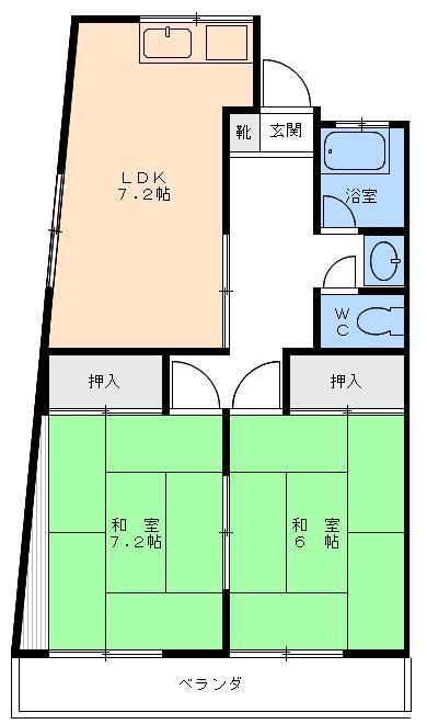 大場ビル(2LDK/3階)の間取り写真
