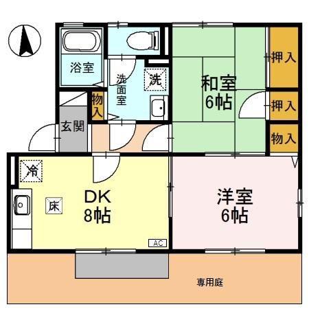 エトワール21 A棟(2DK/1階)の間取り写真