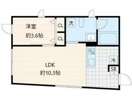 FULLEA上落合(1LDK/2階)の間取り写真