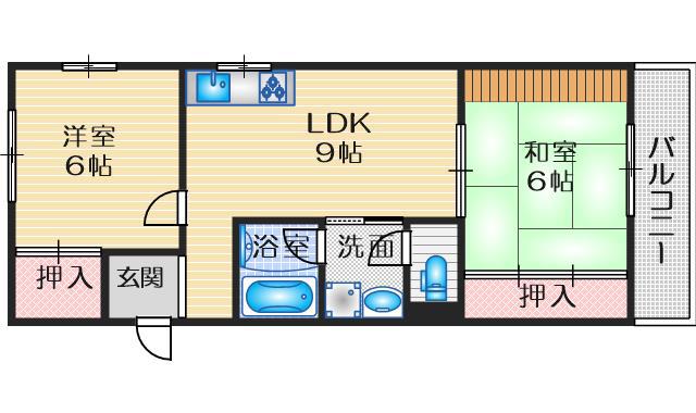 サン春日第1マンション(2LDK/3階)の間取り写真