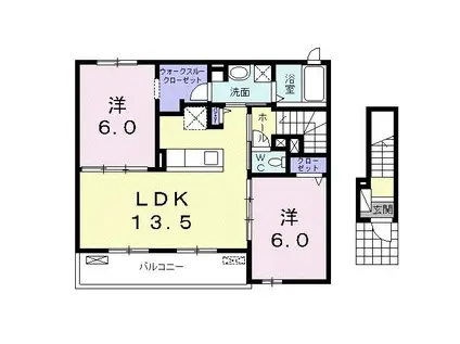 スターブル 知I(2LDK/2階)の間取り写真