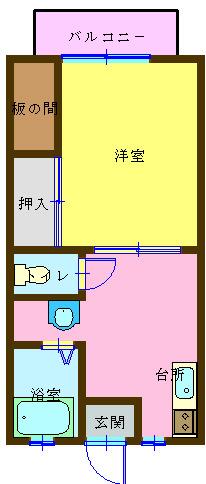 メゾンU(1K/1階)の間取り写真