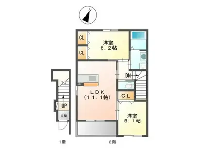 RICHE(2LDK/2階)の間取り写真
