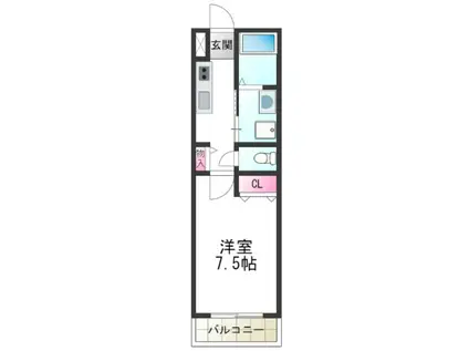 アジュール石津(1K/1階)の間取り写真